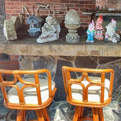 Lawn decoration, rattan bar stools