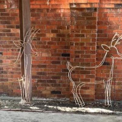 Santa and reindeer, made from rebar