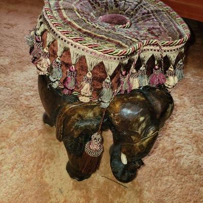 carved wood elephant hassock