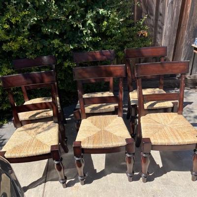 Pottery Barn Montego chairs with rush seats