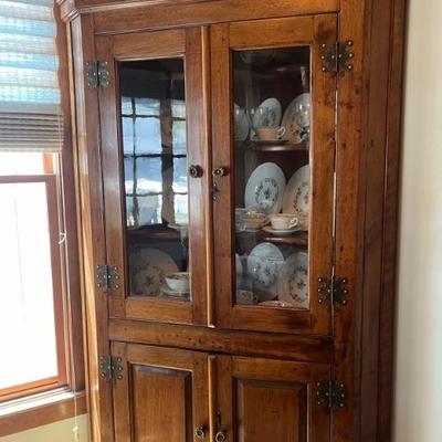 Antique Primitive Corner Wood Cabinet