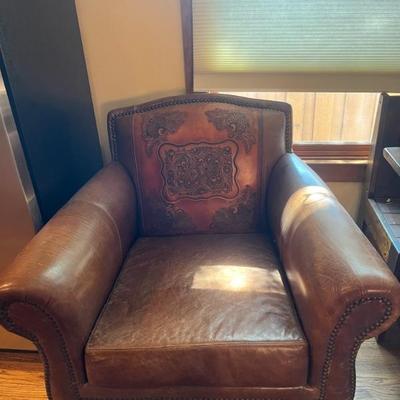 Tooled Leather Club Chair 