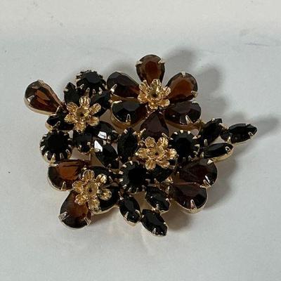 Smoky Quartz Rhinestone brooch