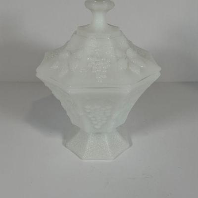 Milk glass Covered Dish