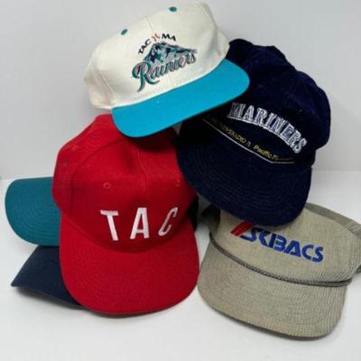 Mixed Lot of Vintage & Modern WA Baseball Caps: Tacoma Rainiers, Mariners +﻿	