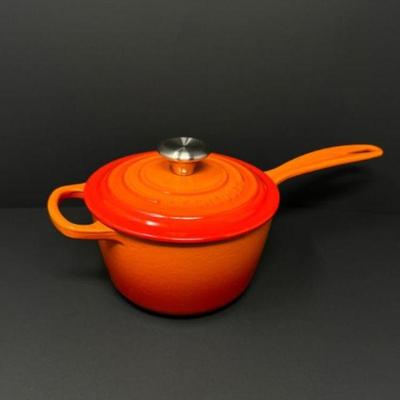 Vivid Orange Le Creuset Signature Cast Iron Saucepan (1 3/4 Quart)