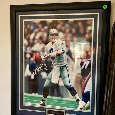 Troy Aikman signed and framed photo with COA