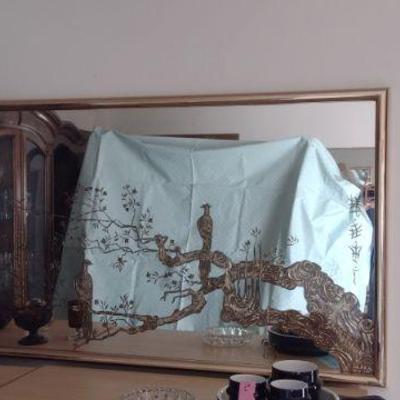 Vtg Asian Hollywood large mirror 