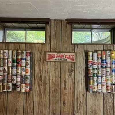 Vintage Beer Can Collection & Wall Racks 