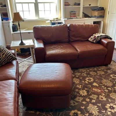 Leather couch, love seat and chair