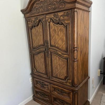 
Vintage armoire measures  41 inches wide 19 inches deep and 75 inches tall. $195