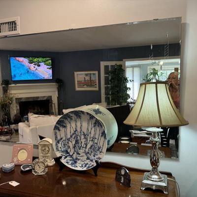Large antique mirrors e with etched design. 