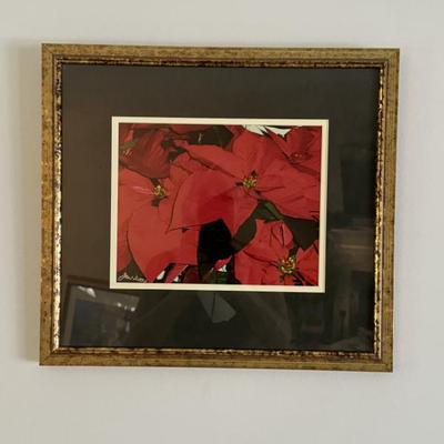 Original art photography of poinsettias. Measures 15” x 16” framed. 