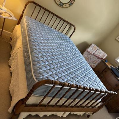 MATTRESS STILL AVAILABLE! Antique Jenny Lind  style double/full bed with two mattress. The frame measures 57” x 79”. $275. 