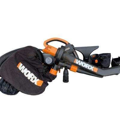 DEJE606 WORX Leaf Blower	This lot includes a worx WG500 trivac 2.0 corded 12 amp leaf blower mulcher vacuum,Worx Leaf pro universal leaf...