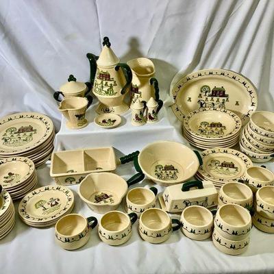 TEMA301 Poppytrail Dishes By Metlox	Huge lot of Homestead Provincial Poppytrail Dishes which includes:  1 ea. coffee pot, 14 ea. coffee...