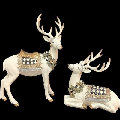 DEJE223 McKenzie Childs Bow Tie Standing, Resting Deer	Couple of Bow tie deer. 
