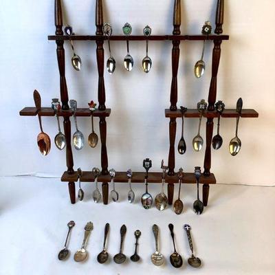 DEJE319 Antique, Vintage, Sterling, Stainless Steel, Copper & More Spoons	Spoon holder with a few sterling spoons as well as...