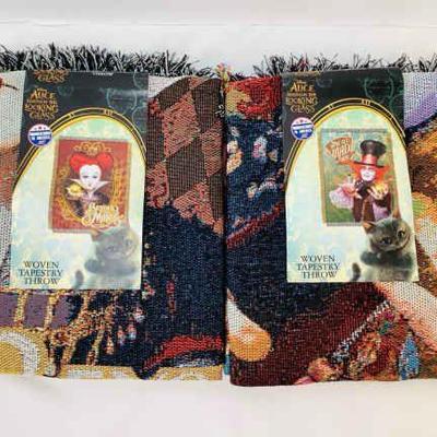DEJE609 Disney Woven Tapestry Throws	This lot includes two woven tapestry's from the Disney Alice in wonderland collection, the mad...