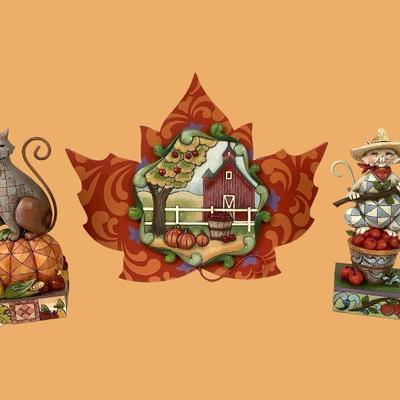 DEJE242 Jim Shore Fall Collection	Autumn's Bounty & Purrfectly Picked have their original boxes, Happy Harvest doesn't. 
