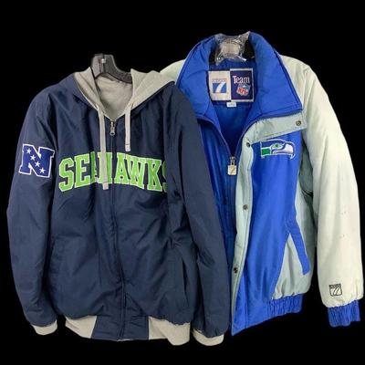 DEJE232 Seattle Seahawks Jackets & Other	Retro style Seahawks jacket size large by Logo 7. 
