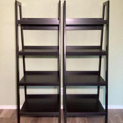 DEJE708 Matching Espresso Colored Display Shelves	Nice quality shelves with metal frame for sturdiness. Sleek minimalist style. They...