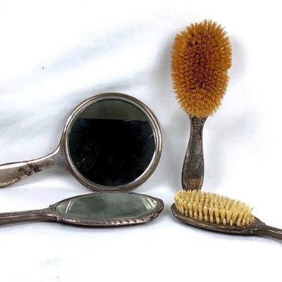 LIGR205 Sterling Vanity Pieces	R.Wallace & Sons Manufacturing Co. mirror and brush. Antique La Pierre Manufacture Sterling mirror and...