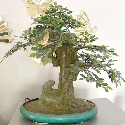 16” Faux Chinese Bonsai Tree with Ceramic Base
