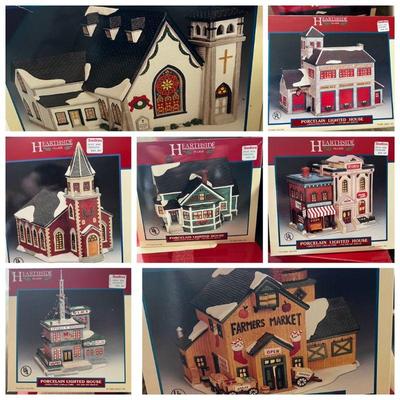 (7) Vintage Hearthside Village Porcelain Christmas Lighted Houses Mystery Lot
