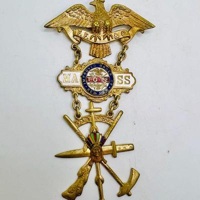 Antique Improved Order of Red Men TOTE The Order of The Eagle Medal in Original Case
