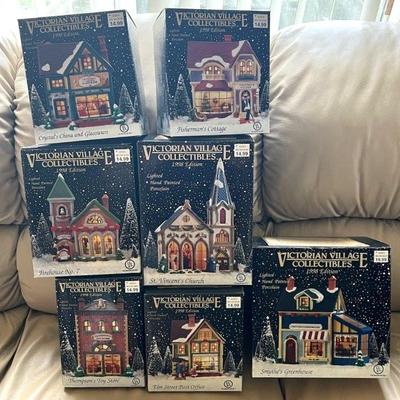 Mystery Lot of (7) 1998 Victorian Village Collectibles Christmas Houses
