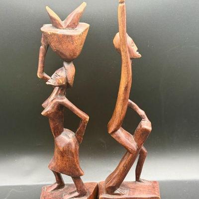 (2) Signed Wooden Sculptures
