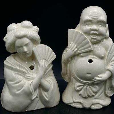 (2) Vintage Benihana Royal Hawaiian Buddha & Geisha Figurines
