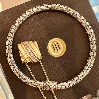 John Hardy bracelet, gold & diamond pendant custom crafted by BC Clark