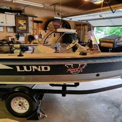 1992 lund pro v 1775 deluxe, 90hp mariner, ez loader trailer