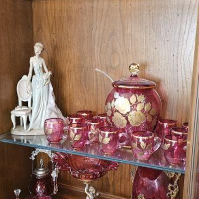 Lladros and cranberry glass SOLD...A FEW PIECES LEFT