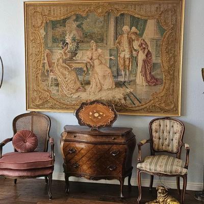 Beautiful antique tapestry chest and chair SOLD
