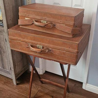 Leather suitcases
