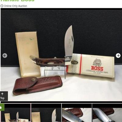 Lot # : 200 - Case Lockblade Folding Wood Handle Boss
Case xx P172 LSSP 10 dot Handmade Boss Measures: 5 1/2" closed Blades: single...