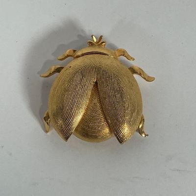 Gold Tone Beetle Brooch