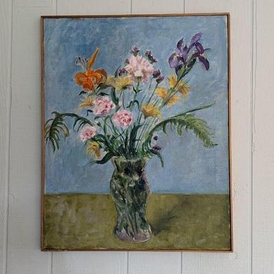 Large Contemporary Floral Still Life Painting