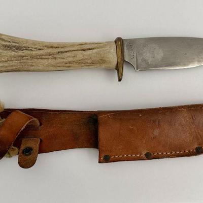 Antique T.E. Davis Bone Handle Boot Hunting Knife