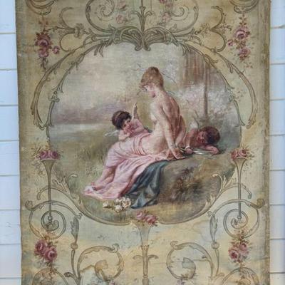 Antique 1894 San Francisco Winter Exposition Canvas Lady Pavilion Painting