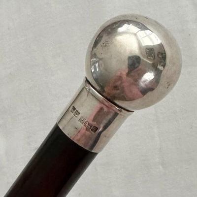 WalkingAntique 19th Century Sterling Silver Ball Knob Walking Stick
 Stick