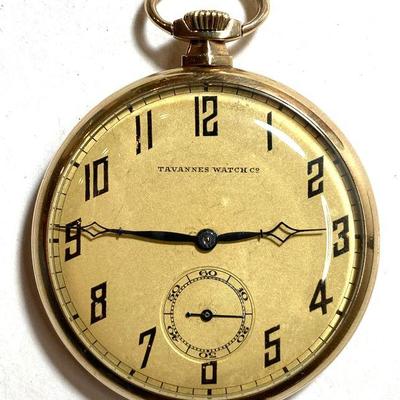 Tavannes Watch Co 14k 0.585 Gold Pocket Watch 15 Jewel