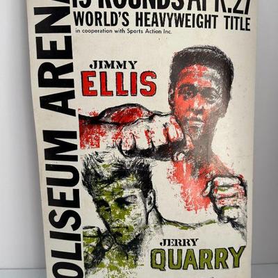 Vintage 1968 Jimmy Ellis vs Jerry Quarry Original Boxing Poster