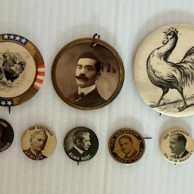 Group of 8 ANTIQUE Late 19th Century Political Campaign Buttons Pinbacks