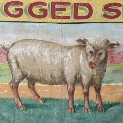Antique Fred Johnson 5 Legged Sheep Carnival Sideshow Banner