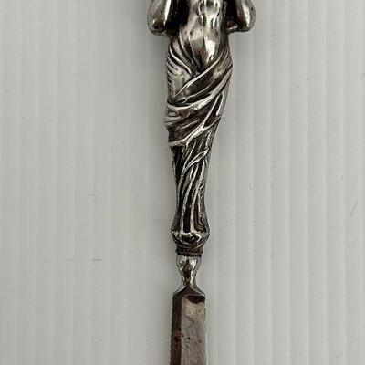 Antique Victorian Art Nouveau Sterling Silver Woman Ink Scraper