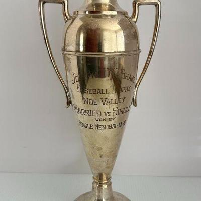 Vintage 1931 Silverplate McShane San Francisco Noe Valley Baseball Trophy